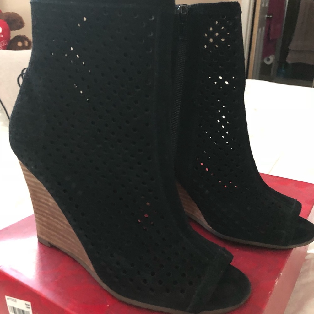 Black suede booties